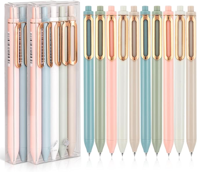 NUSIGN Gel Pens, 10 Pcs 0.5mm Retractable Black Ink Fine Point Rolling Ball Gel Pen, Smooth Writing No Bleed for Journaling Note Taking, Home School Office Supplies