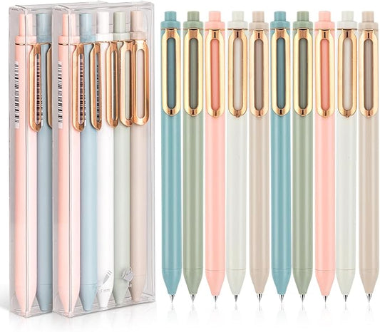 NUSIGN Gel Pens, 10 Pcs 0.5mm Retractable Black Ink Fine Point Rolling Ball Gel Pen, Smooth Writing No Bleed for Journaling Note Taking, Home School Office Supplies