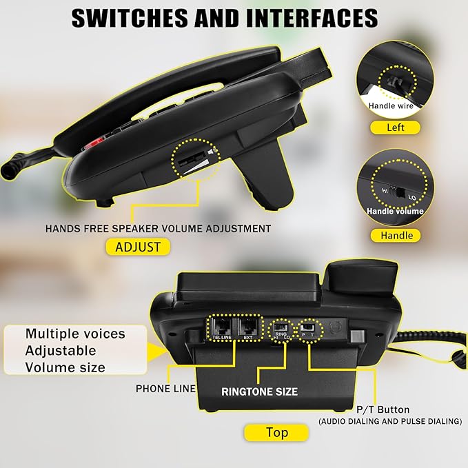 New Multifunctional Desktop Phone for The Elderly, with Photo Storage, Quick Dialing, Large Display Screen, Large Buttons, Adjustable Ringtone, Large Indicator Light,Hands Free Function