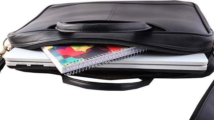 Mysa Vegan Leather Vintage Messenger Crossbody Shoulder Briefcase Bag for Office Work Fit 14.5" Computer Laptop for Men Women