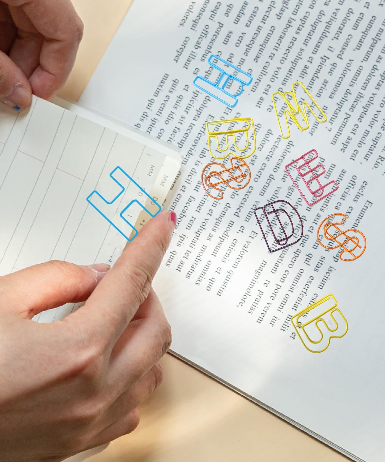 52 Pcs Stainless Steel Paper Clips - Alphabet Letter Clips for Office & School with Storage Box Assorted Color (Teachers' Themes)