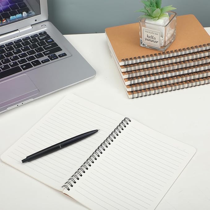 miikoul 150 Packs A5 Spiral Notebooks, 8.3"×5.5", 60 Sheets/120 Pages, Hardcover Lined Journal Notepad Travel Notebooks for Office and School Supplies