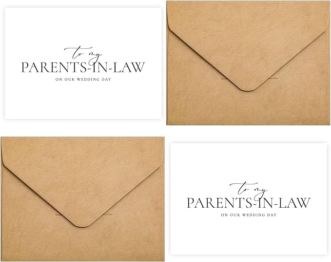 Set of 2 Parents In Law Wedding Day Card, Parents In Law Of The Bride/Groom Gifts, To My Parents In Law On Our Wedding Day. （Parents-in-Law A）