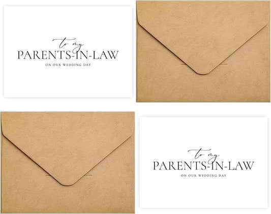 Set of 2 Parents In Law Wedding Day Card, Parents In Law Of The Bride/Groom Gifts, To My Parents In Law On Our Wedding Day. （Parents-in-Law A）