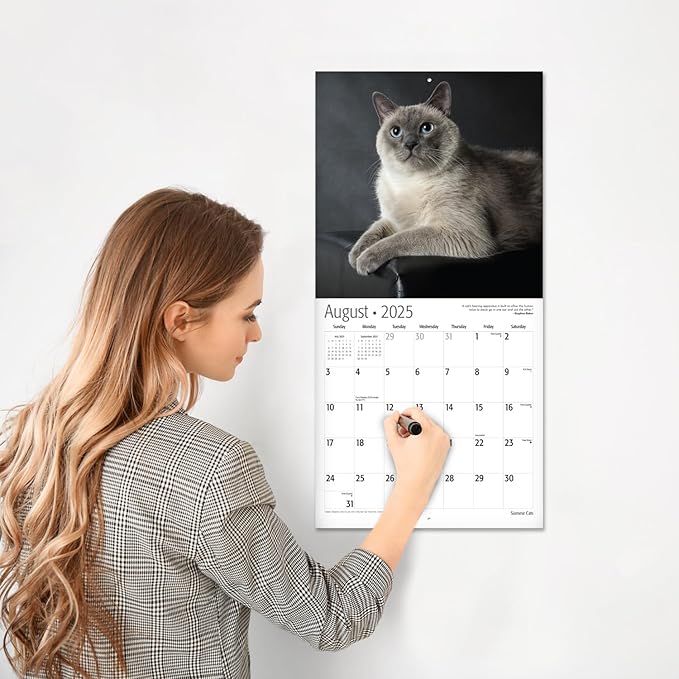 RED EMBER Siamese Cats 2025 Wall Calendar 12 Month | 12" x 24" Open | Thick & Sturdy Paper | Giftable | Calendar 2025