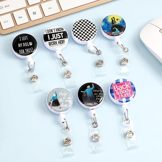 Retro Leopard Badge Reels Holder Retractable with ID Clip for Nurse Name Tag Card Nursing for Doctor Teacher Student Employee Office Medical Work