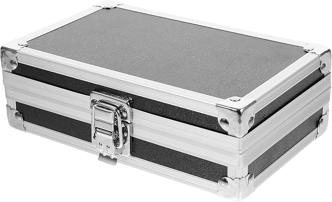 Multipurpose Tool Mini Aluminum Case, 4.2inch Metal Briefcase with Lock, Hard Aluminum Carrying Case for Men, Universal Portable Tool Case for Laptop/Cosmetic/Instrument/DJ, Black