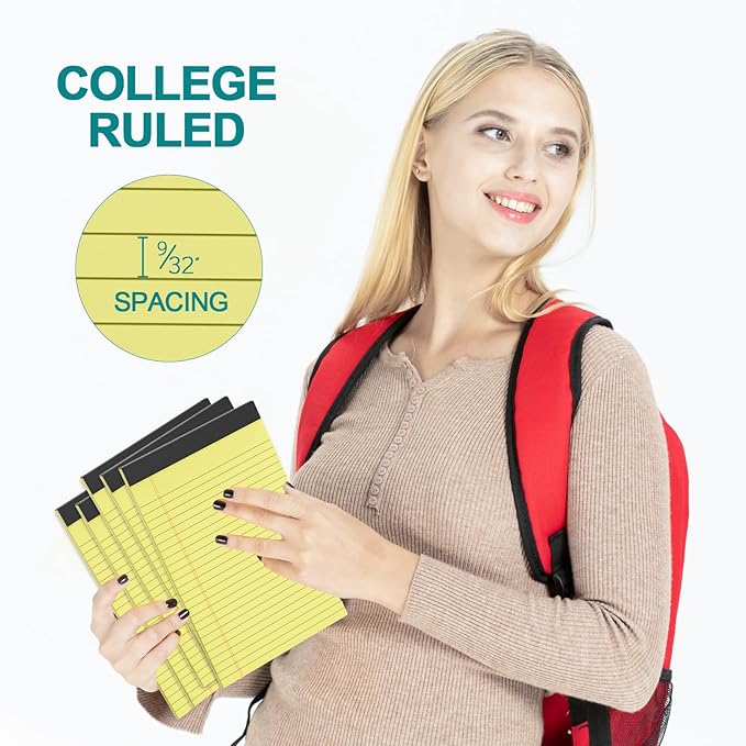 Note Pads 5x8, 8 Pack Small Legal Pads 5x8 Yellow Pad, College Ruled Legal Notepads, Lined Pads of Paper 5x8 Yellow Paper Writing Pads, 30 Sheets Per Notepad for School, Home, Office, Business