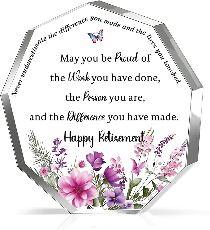 Retirement Gifts for Women Acrylic Plaque Bookmark Set Birthday Gifts for Retire Personalised Thank You Keepsake Bookmarker Collegues Friends Grandma Nana Christmas Appreciate Gifts for Her