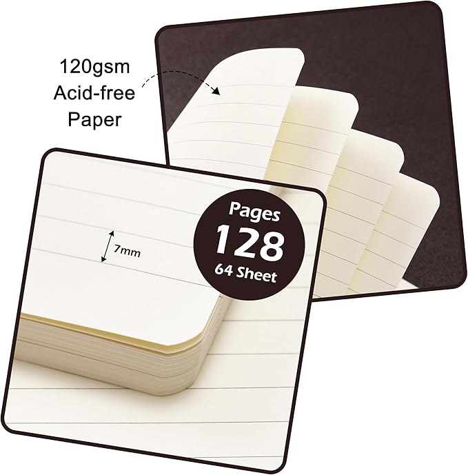 Ruled Notebook/Journal - Classic Lined Journal/Notebook, 5.3'' x 8.26'', Hardcover with Thick Paper, Banded + Pen Holder +Inner Pocket - Brown