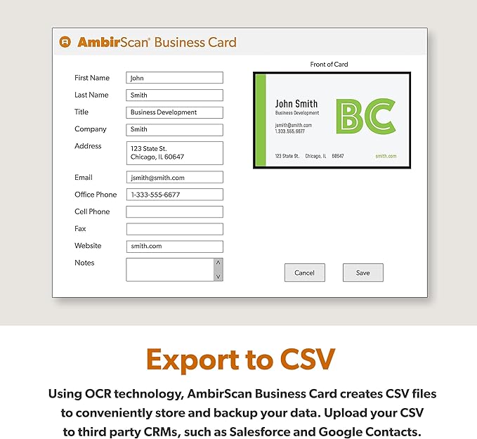 Ambir PS667 Card Scanner with Business Card Software