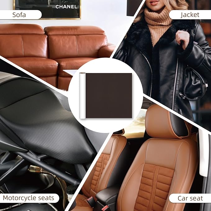 CHEIGHY Leather Repair Kit Self Adhesive Leather Repair Patch for Furniture 15.7X78.7 inch Vinyl Repair Kit for Couches Car Seats Sofa Office Chair Belt Jackets (Dark Coffee)