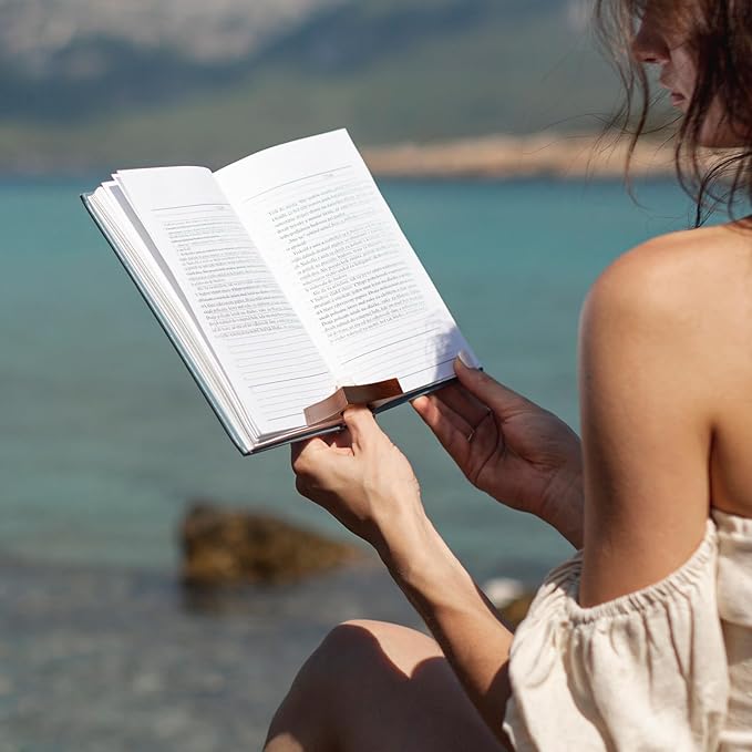 KINIVA Leather Weighted Bookmarks Book Weight Page Holder for Reading,Book Open Holder for Kids Adult,Gifts for Reader (01+04 Coffee)