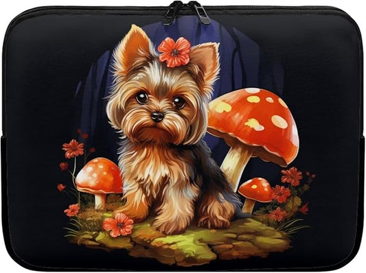 Cute Dog Laptop Sleeve Case for Women Men Mushroom Laptop Protector Durable Computer Sleeve 17 inch Suitable Gifts for Girls Boys Tablet Bag Laptop Accessories Black