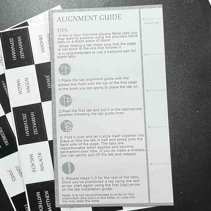 Thinkor Reposition Bible Tabs, Large Print Lanimated Stickers, Easy to Read and Apply Bible Tabs for Women and Man (Checkerboard Style)