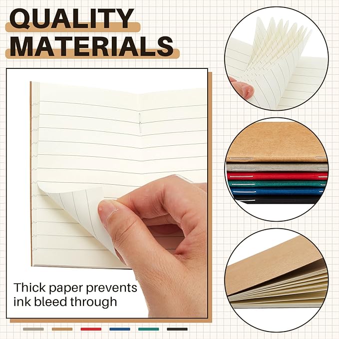 Outus 36 Pcs Pocket Notebook Mini Journal 2.5" x 4" Kraft Paper Mini Notepad Bulk Softcover Pocket Notepad Memo Diary Subject Notebooks for Student Traveler School(Multicolor)