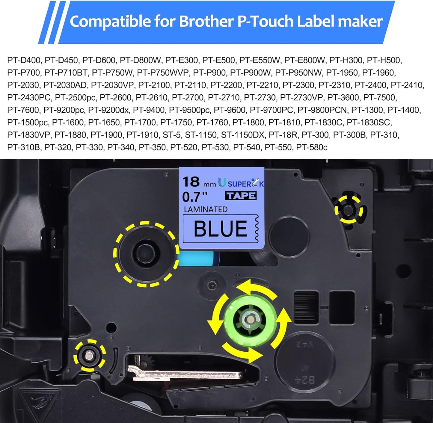 6PK Compatible for Brother P-Touch Label Maker Tape TZe-541 TZ-541 TZe541 TZ541 Black on Blue 18mm 3/4 inch 0.7'' x 26.2ft Laminated TZe TZ Label Tape for PT-H500 PT-910BT PT-530 PT-550
