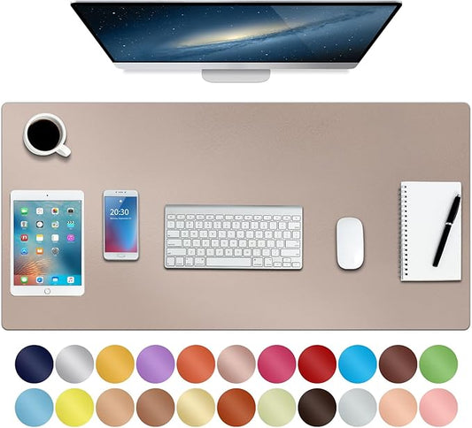 ‎Boutilon Leather Desk Pad 35"x 17" Non-Slip Mouse Pad,Office Desk Mat,Waterprooft PU Leather Desk Blotter,Desk Pad Protector,Desk Writing Pad for Home Office Decor (L-Champagne,35"x 17")