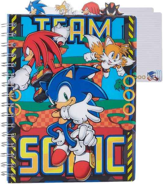 Innovative Designs Sonic the Hedgehog Tab Journal Notebook, Spiral Bound, 96 Lined Pages, 8 x 7 inches, Blue