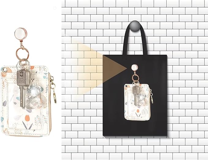 2 Pack Metal Retractable Badge Reel ID Badge Holder with Cord and Carabiner Key Chain (Silver)