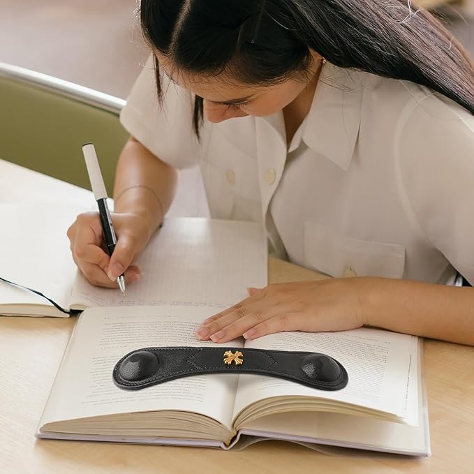 Book Weight Page Holder Heavy Genuine Leather Book Open Holder for Men Women Cookbook Weighted Bookmarks Gift Writer Reader (Bookmark+Heavy Page Holder-Black)