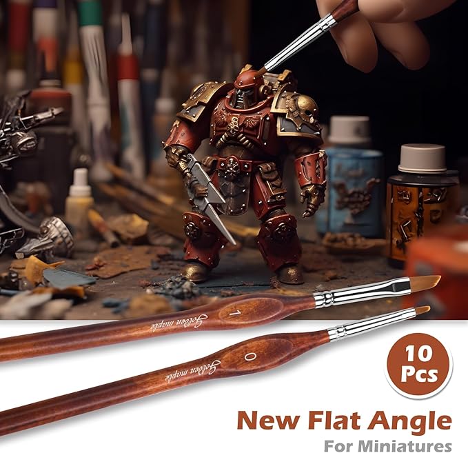 Golden Maple Miniature Model Paint Brushes-10pcs Micro Detail Paint Brush Set,Small Fine Detail Brushes for Acrylic, Oil, Watercolor & Paint by Number, Citadel, Figurine, 40k