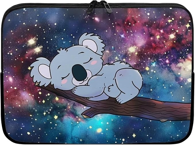 Galaxy Koala Computer Sleeve for Women Girls 10 inch Laptop Sleeve Durable Lap Top Case with Multiple Uses Tablet Bag Kawaii Animal Laptop Carrying Case Briefcase Starry Night