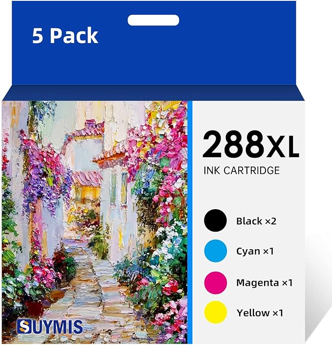 SUYMIS 288XL Ink Cartridges Remanufactured Replacement for Epson 288 XL T288 XL T288XL Combo Pack for Epson Expression XP-440 XP-330 XP-340 XP-430 XP-434 Printer (2 Black,Cyan,Magenta,Yellow,5-Pack)