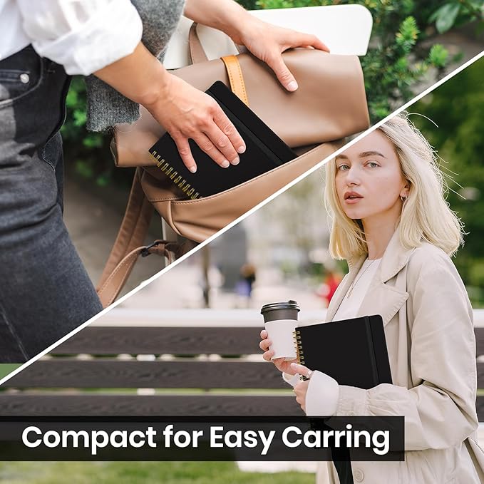 Lined Spiral Journal Notebook for Women, A5 College Ruled Journals for Writing, Hardcover Notebooks for Work, Note taking and Office School Supplies,140 Pages - Black