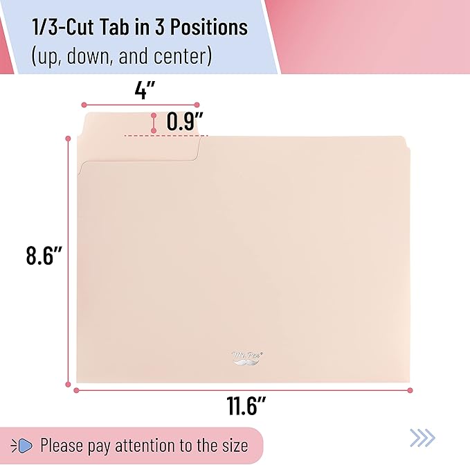 Mr. Pen- Pastel Poly File Folders, 1/3 Cut Tab, 6 Pack, Letter Size, Colored Letter Office Supplies File Folders