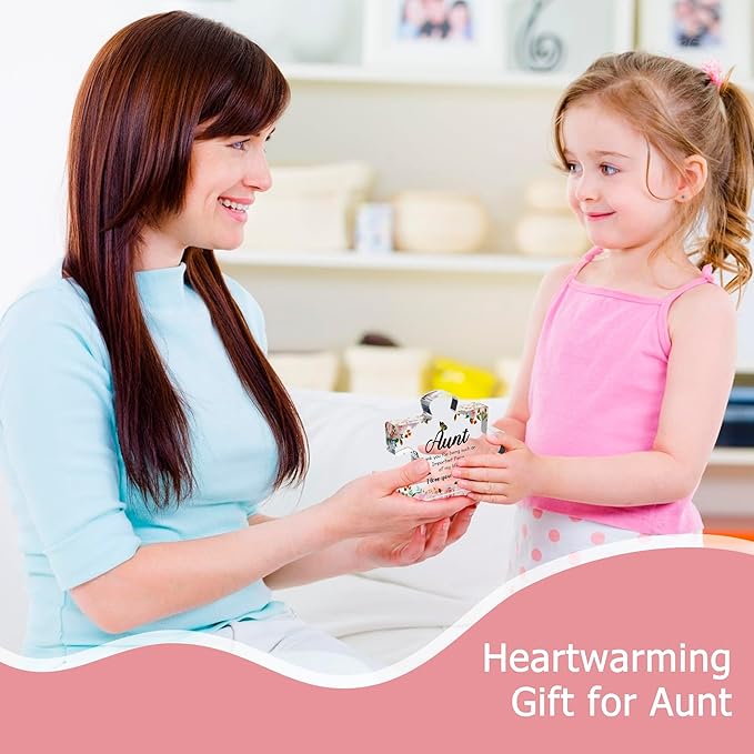 VELENTI Aunt Gifts from Niece - Engraved Acrylic Block Puzzle Piece - Cute Auntie Present with Lovely Saying Paperweights - Fancy Favorite - Birthday, Christmas, Chic Decoration