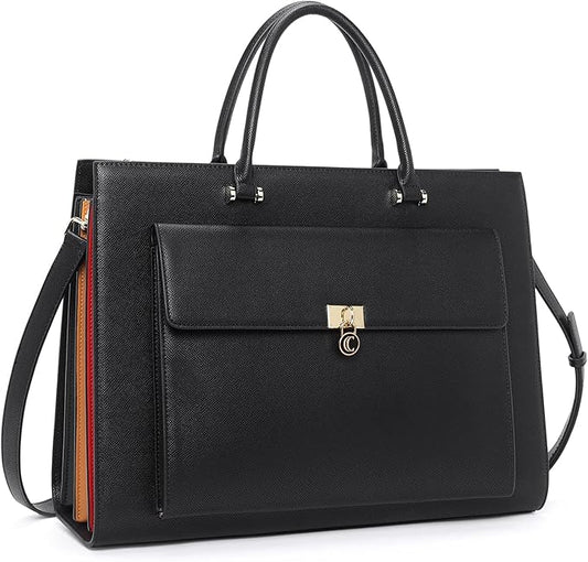 CLUCI Briefcase for Women Vegan Leather 15.6 Inch Laptop Bag Large Pocket Business Ladies Shoulder Bag