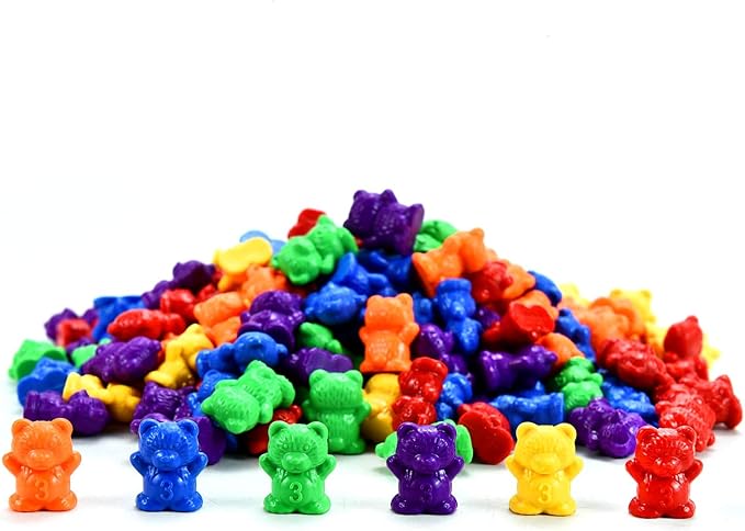 Timoo 120 Pcs Rainbow Counting Bears Math Manipulatives Color Sorting Bears Counting Bears for Toddlers (Green & Purple & Blue & Orange & Red & Yellow)