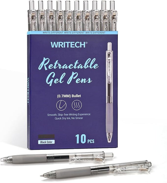 WRITECH Retractable Fine Point Gel Pens (Black)