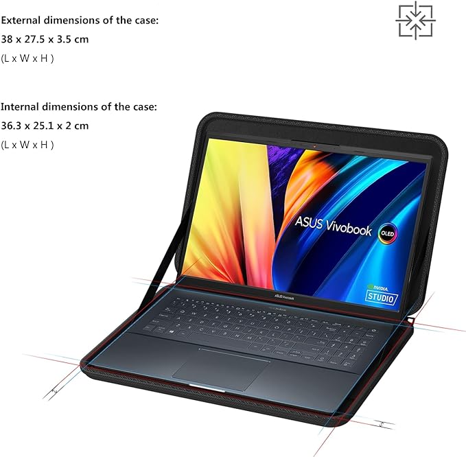 Smatree Hard Laptop Sleeve Case Compatible for 15.6 inch ASUS Vivobook S 15 (S5507) Copilot+ PC, ASUS Vivobook Pro 15 OLED (K6502), for MSI Prestige 15 A12UD/A12SC, MSI Modern 15A10/15A11/15A5/15B11M