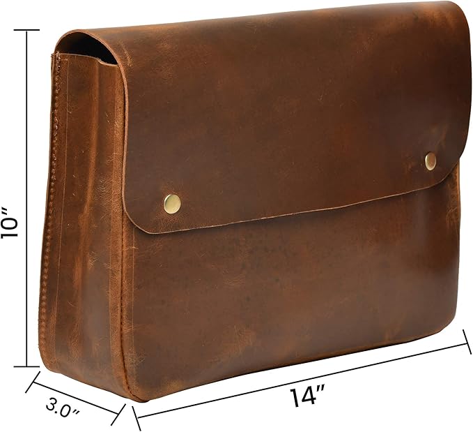 Jajmo Legacy Premium Top Grain Leather Laptop Sleeve - Fits 15” Laptops - Vintage Style Messenger Bag with Snap Buttons - Perfect for Office, School, and Travel
