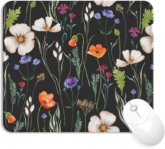 eulps Mouse Pad with Stitched Edge, Multiple Patterns Computer Mouse Pads with Non-Slip Rubber Base, Washable Cloth Mousepad, for Gaming, Laptop, PC (Wildflower Night)