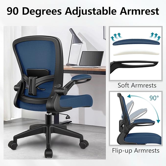 FelixKing Office Chair, Ergonomic Desk Chair Breathable Mesh Chair with Adjustable High Back Lumbar Support Flip-up Armrests, Executive Rolling Swivel Comfy Task Computer Chair for Home Office
