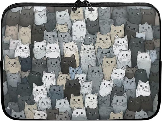 Cartoon Cat Printed Computer Bags for Laptops, Water Resistant 12 Inch Laptop Bag Laptop Briefcase Travel Case for Women Men Teens, Compatible with Most Laptops
