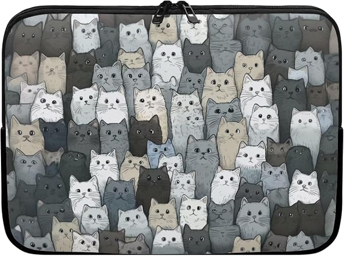 Cartoon Cat Printed Computer Bags for Laptops, Water Resistant 15 Inch Laptop Bag Laptop Briefcase Travel Case for Women Men Teens, Compatible with Most Laptops