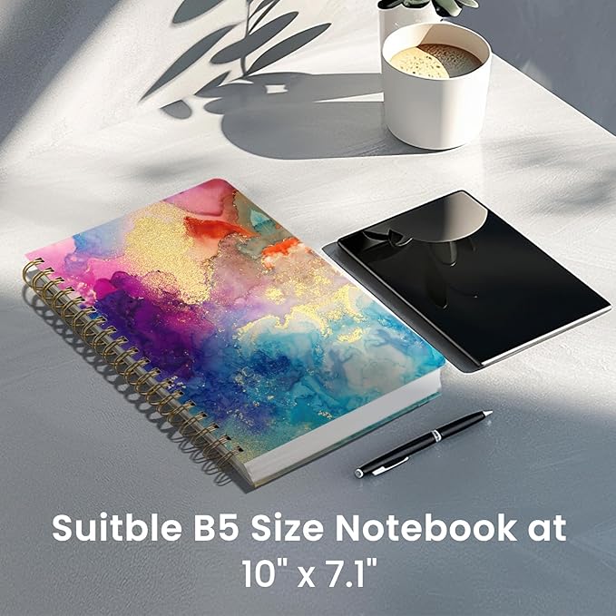Lined Spiral Notebook Journal for Work, 300 Pages Thick B5 (7.1"x10") College Ruled Journal for Women & Writing, Hardcover Notebook for Note Taking, Perfect for Office Home School, Color Splash