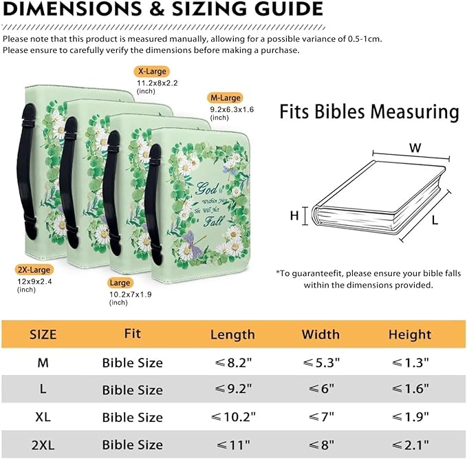 Lotusorchid Bible Book Cover for Women, Large Bible Cover Case with Verse, Sturdy Zippered Bible Carrying Case with Handle Pocket Portable Bible Bag for Bible Study, Green,2XL