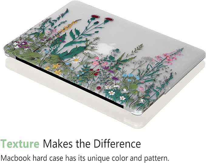 Case for MacBook Pro 13 inch M2 M1 A2338 A2289 A2251 A2159 A1989 A1706 2023-2016 Release with Touch ID, 6 in 1 Matte Clear Shell&Keyboard Cover&Screen Protector&Webcam Cover, Garden Flower