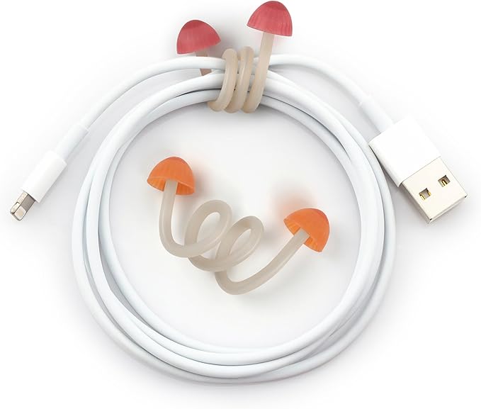 Genuine Fred TRIP WIRES, Mushroom Cable Ties, Set of 2, 4" long, Easily bends for holding and bundling, Multipurpose cord organizer for school, home, office, Cottagecore decor