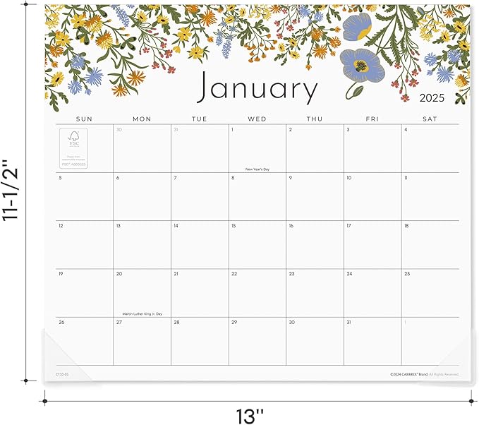 Cabbrix Magnetic Calendar for Fridge, 2025-2026 Refrigerator Calendar Runs From January 2025 to June 2026, Fridge Calendar 13 x 11-1/2 Inches for Planning and Organizing Your Life, Floral