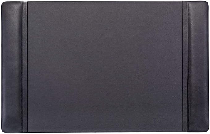 Dacasso Classic Leather Side Rail Desk pad, 22" x 14", Black