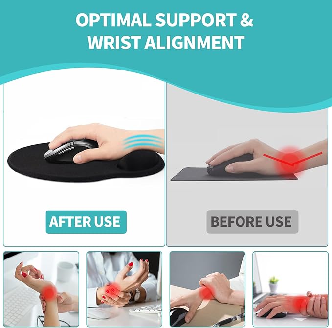 eulps Mouse Pad with Wrist Rest, Comfortable Computer Mousepad with Gel Wrist Support Smooth Surface and Non-Slip PU Base for Pain Relief, Laptop, Office & Home (Calm Lake)