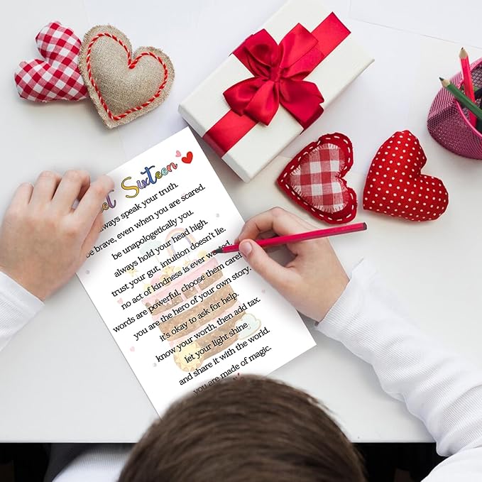 Sweet 16th Birthday Card Gifts for Women Men or Girl, Lovely 16 Year Old Greeting Card for Him Her, Happy Sixteen Birthday Gifts Idea for Son Daughter or Granddaughter Grandson