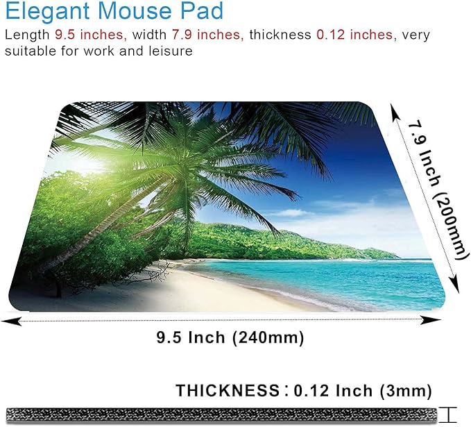 Beach in Sunset Mouse Pad,Non-Slip Rubber Base Wireless Gaming MousePads for Computers Laptop Office,Cute Mouse Pads with Designs for Women