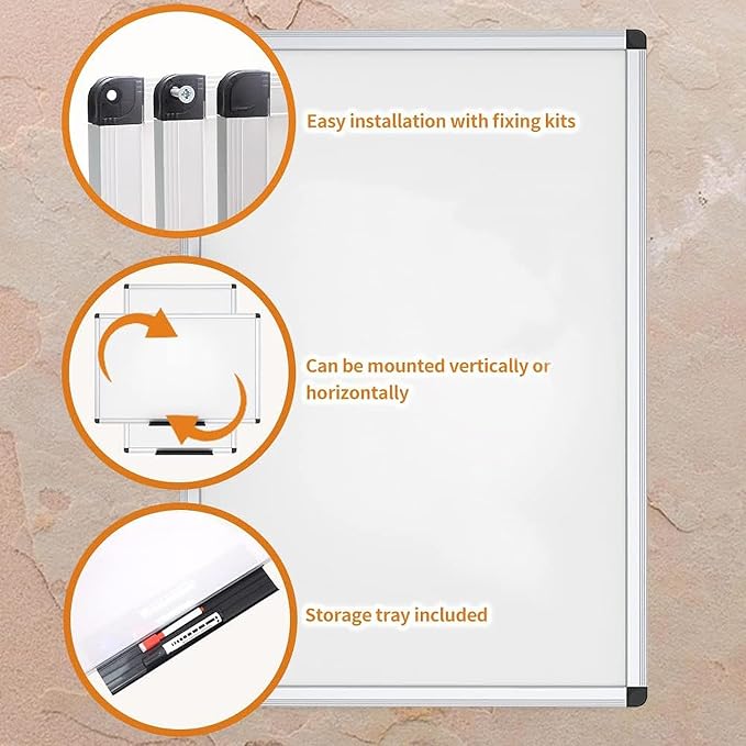 VIZ-PRO Dry Erase Board/Whiteboard,48 x 36 Inches, Wall Mounted Board for School Office and Home